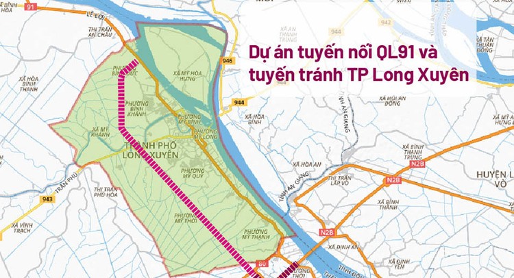 Dự án Tuyến nối Quốc lộ 91 và tuyến tránh TP. Long Xuyên: 2 trong số 3 gói thầu xây lắp chậm tiến độ Dự án Đầu tư xây dựng tuyến nối Quốc lộ 91 và tuyến tránh TP. Long Xuyên có tổng mức đầu tư hơn 2.100 tỷ đồng. Ảnh: NC st