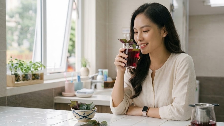 Mẹo uống nước lá tía tô để hỗ trợ làn da khỏe đẹp